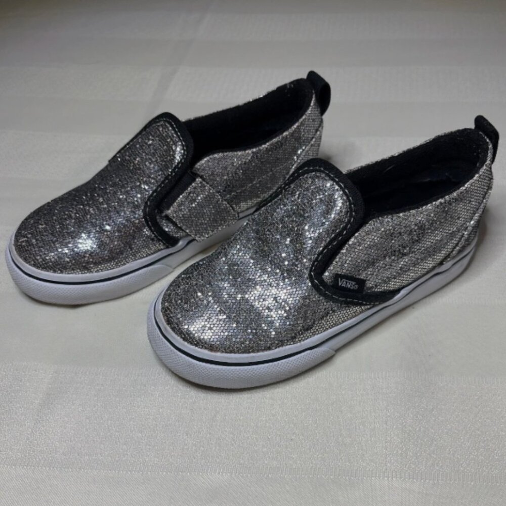 Vans Toddler Silver Sparkling Sneaker, 9.5